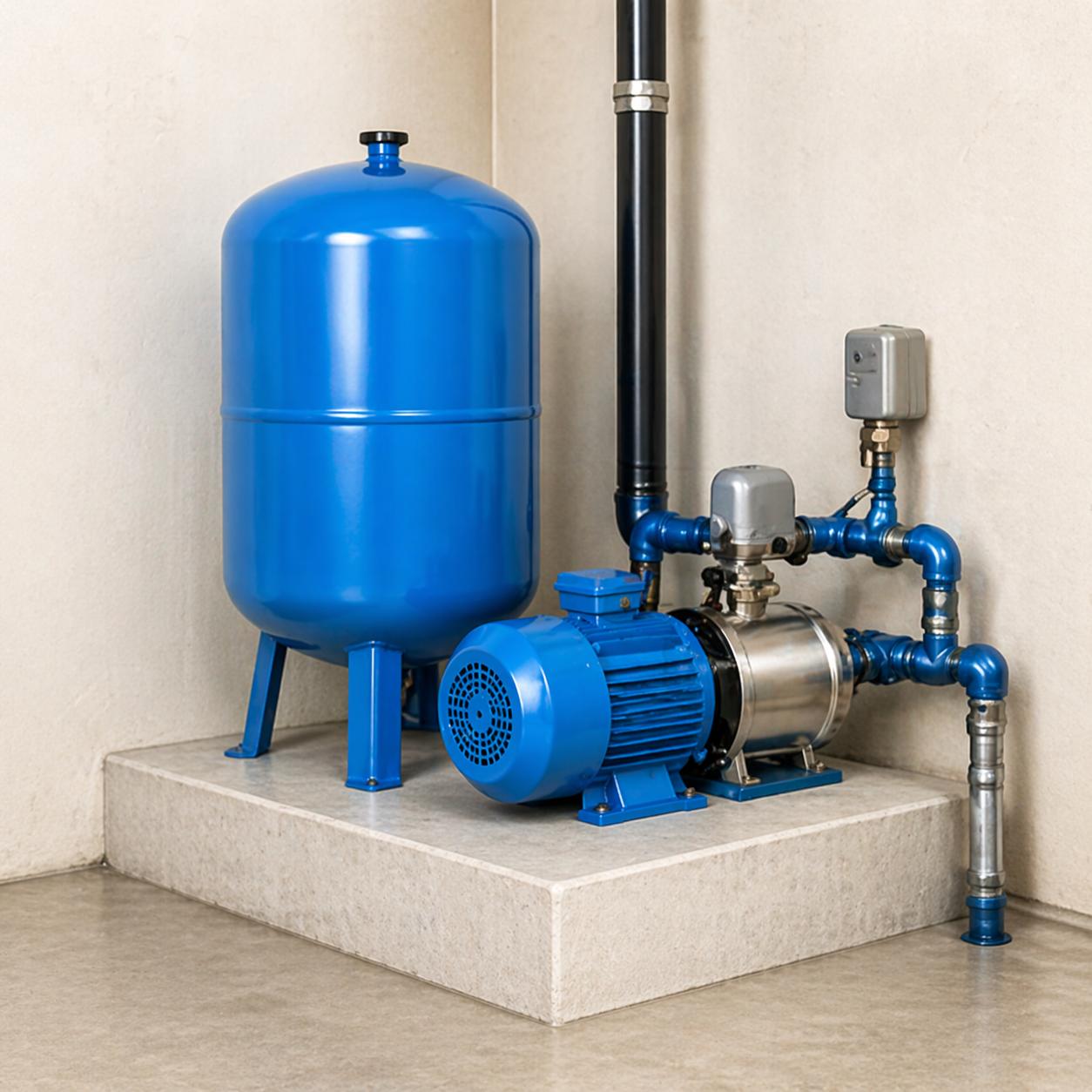Pump and pressure tank system